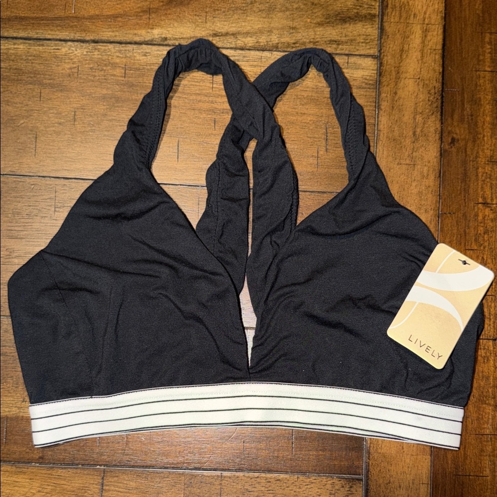 Lively Black Halter Bralette Size Large the cross back bralette L